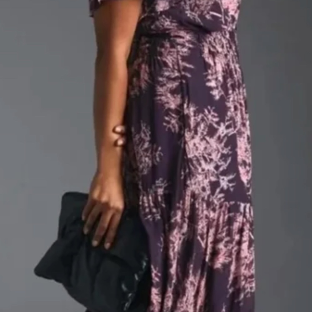 Anthropologie Somerset Dress - Chiffon - Purple & Pink - Size L - Picture 6 of 7